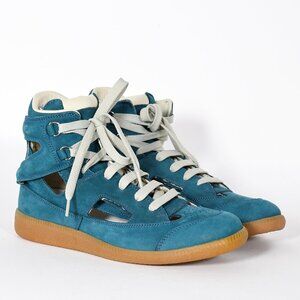 Maison Martin Margiela Teal Blue 22 Cutout Sneakers Size 38.5 New Without Box